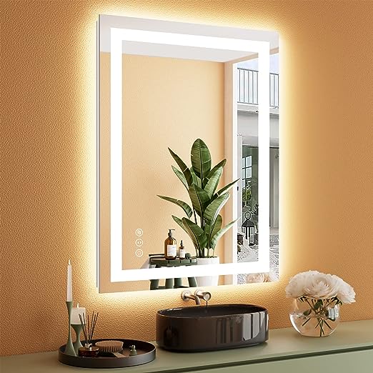  LED Mirror for Bathroom 28 x 36 Inch Front and Backlit Lighted Bathroom Vanity Mirror
